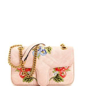Denim Pink Embroidered Crossbody Bag